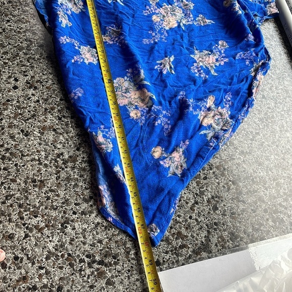 Free People Floral Sleeveless keyhole Tunic Top/Mini Dress women’s Sz S , Blue - Picture 14 of 16